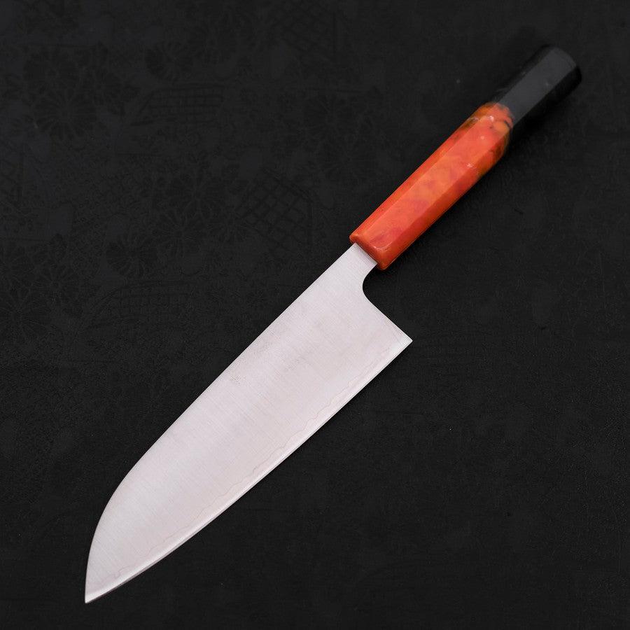 Santoku AUS-10 Poli Manche Océan Orange&Noir 165mm-[Musashi]-[Couteaux de cuisine japonais]