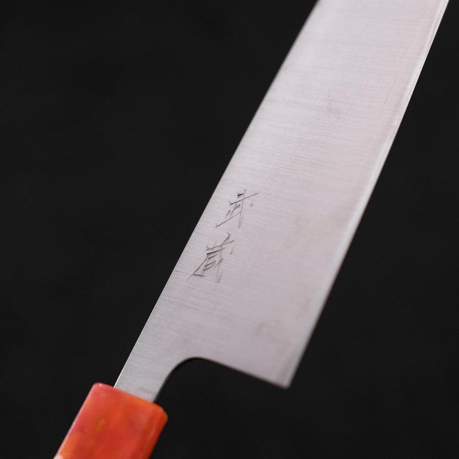 Santoku AUS-10 Poli Manche Océan Orange&Noir 165mm-[Musashi]-[Couteaux de cuisine japonais]