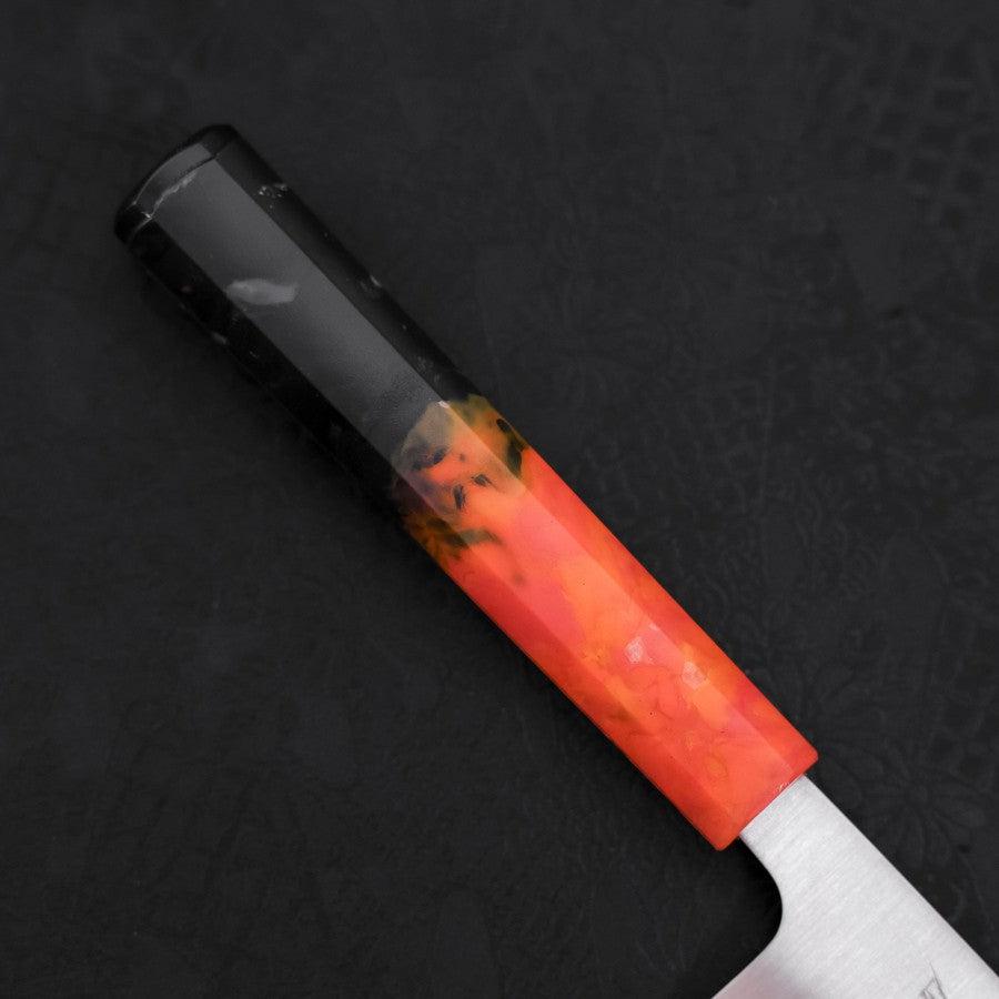 Santoku AUS-10 Poli Manche Océan Orange&Noir 165mm-[Musashi]-[Couteaux de cuisine japonais]