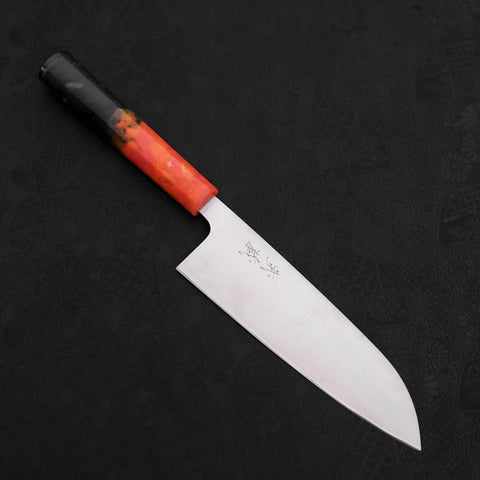 Santoku AUS-10 Poli Manche Océan Orange&Noir 165mm-[Musashi]-[Couteaux de cuisine japonais]