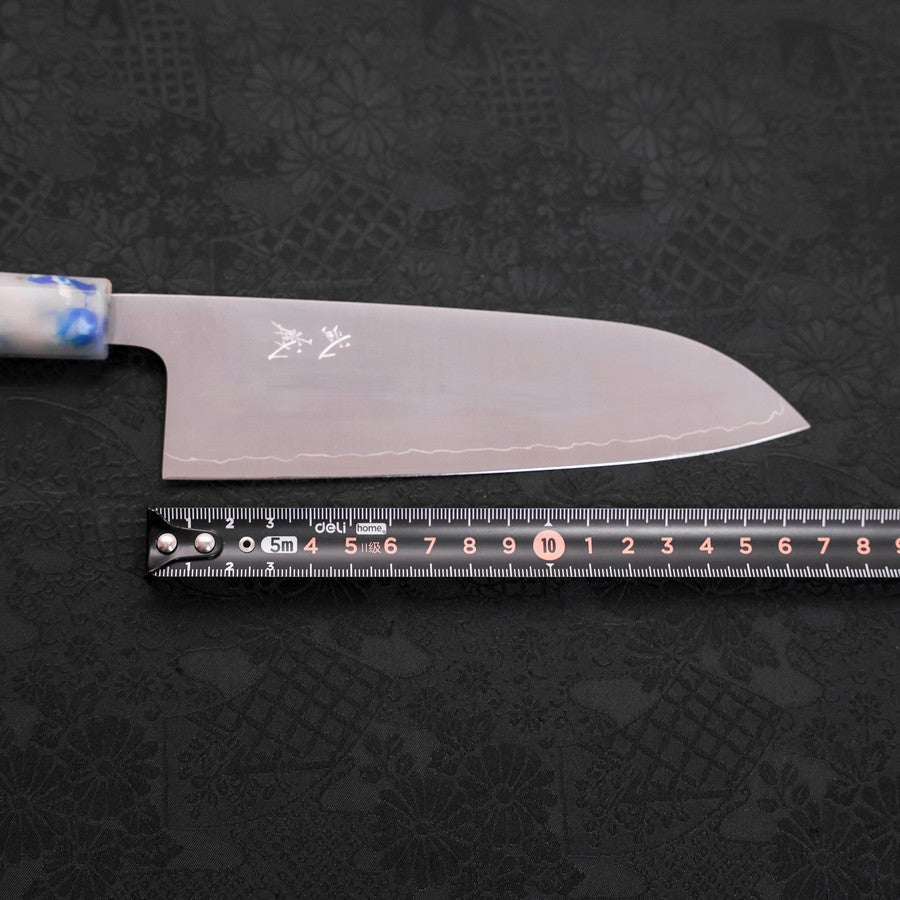 Santoku AUS-10 Poli Ocean White Mix Handle 165mm-[Musashi]-[Couteaux de cuisine japonais]