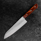 Santoku AUS-10 Tsuchime Damascus Brown Western Handle 180mm (7”)-[Musashi]-[Japanese-Kitchen-Knives]