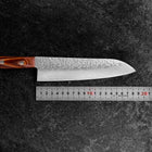 Santoku AUS-10 Tsuchime Damascus Brown Western Handle 180mm (7”)-[Musashi]-[Japanese-Kitchen-Knives]