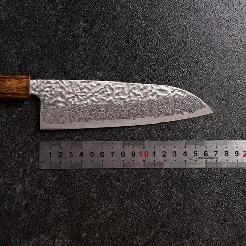Santoku AUS-10 Tsuchime Damas Manche Sumi Urushi 165mm-[Musashi]-[Couteaux de cuisine japonais]