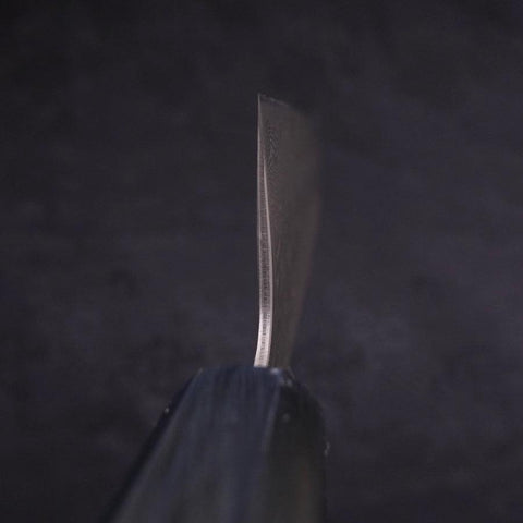Santoku AUS-10 Tsuchime Damascus Dark-Blue Urushi Handle 165mm (6.5”)-[Musashi]-[Japanese-Kitchen-Knives]