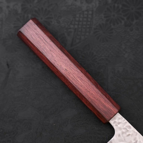 Santoku AUS-10 Tsuchime Damas Manche en Buffle et Magnolia 165mm-[Musashi]-[Couteaux de cuisine japonais]