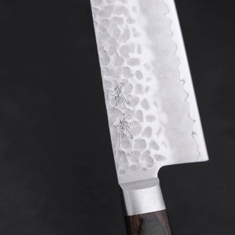 Santoku AUS-10 Tsuchime Manche Occidental Marron 180mm-[Musashi]-[Couteaux de cuisine japonais]