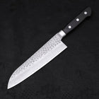 Santoku AUS-10 Tsuchime Manche Occidental Noir 180mm-[Musashi]-[Couteaux de cuisine japonais]