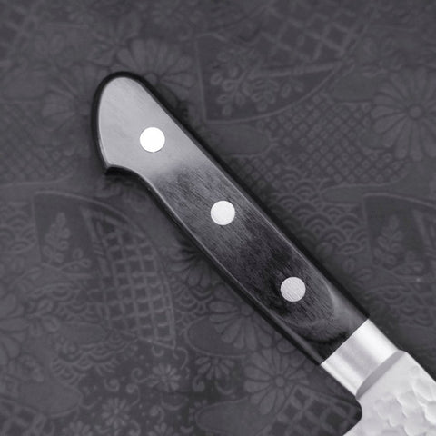 Santoku AUS-10 Tsuchime Manche Occidental Noir 180mm-[Musashi]-[Couteaux de cuisine japonais]