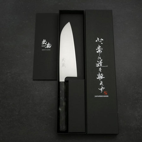Santoku AUS-8 Poli Manche Océan Noir 165mm-[Musashi]-[Couteaux de cuisine japonais]