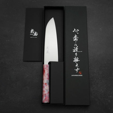 Santoku AUS-8 Poli Manche Océan Sakura 165mm-[Musashi]-[Couteaux de cuisine japonais]