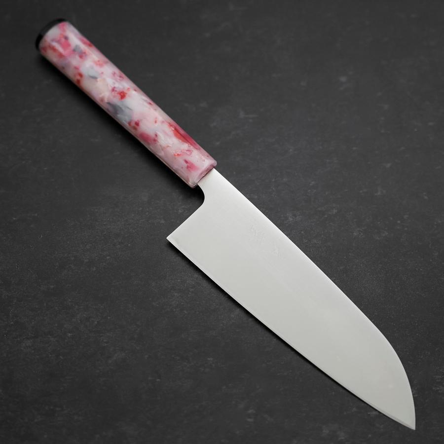 Santoku AUS-8 Poli Manche Océan Sakura 165mm-[Musashi]-[Couteaux de cuisine japonais]