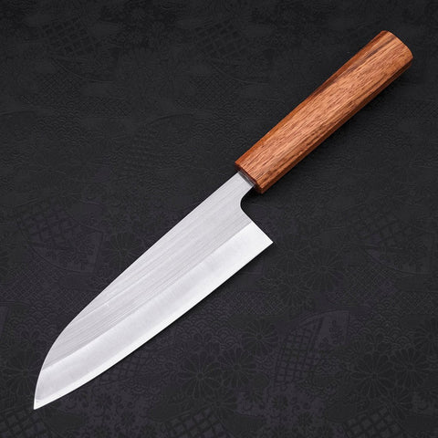 Santoku AUS-8 Poli Manche en Chêne 165mm-[Musashi]-[Couteaux de cuisine japonais]