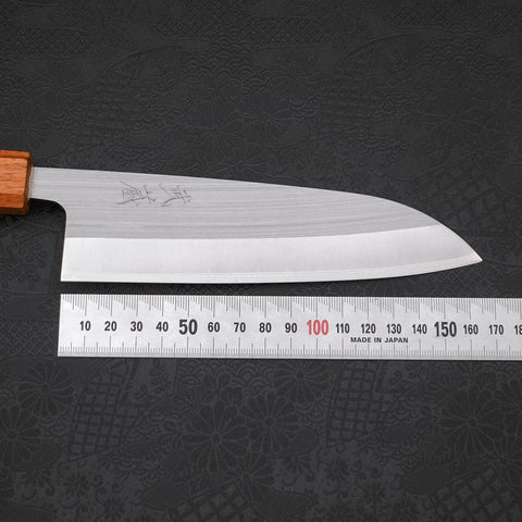 Santoku AUS-8 Poli Manche en Chêne 165mm-[Musashi]-[Couteaux de cuisine japonais]