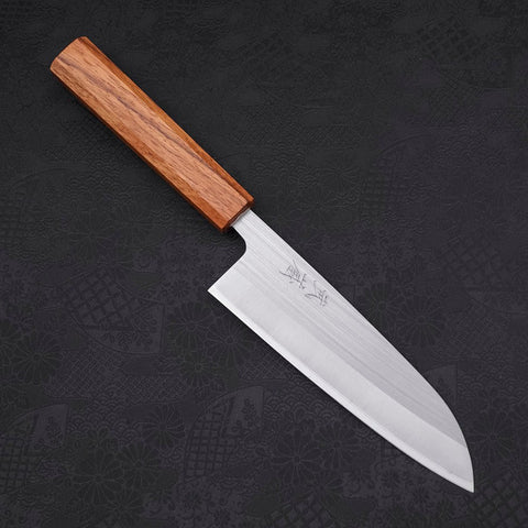 Santoku AUS-8 Poli Manche en Chêne 165mm-[Musashi]-[Couteaux de cuisine japonais]