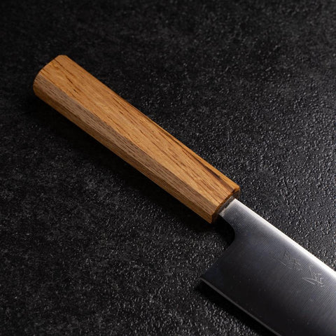 Santoku AUS-8 Polished Oak Handle 165mm (6.5”)-[Musashi]-[Japanese-Kitchen-Knives]