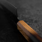 Santoku AUS-8 Revêtement inox Kurouchi Tsuchime Manche Yaki Urushi 170mm-[Musashi]-[Couteaux de cuisine japonais]
