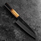 Santoku AUS-8 Revêtement inox Kurouchi Tsuchime Manche Yaki Urushi 170mm-[Musashi]-[Couteaux de cuisine japonais]