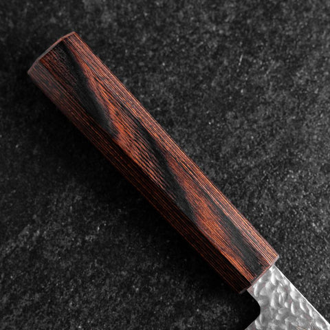 Santoku AUS-8 Tsuchime Manche en Acajou 180mm-[Musashi]-[Couteaux de cuisine japonais]