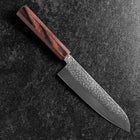 Santoku AUS-8 Tsuchime Manche en Acajou 180mm-[Musashi]-[Couteaux de cuisine japonais]