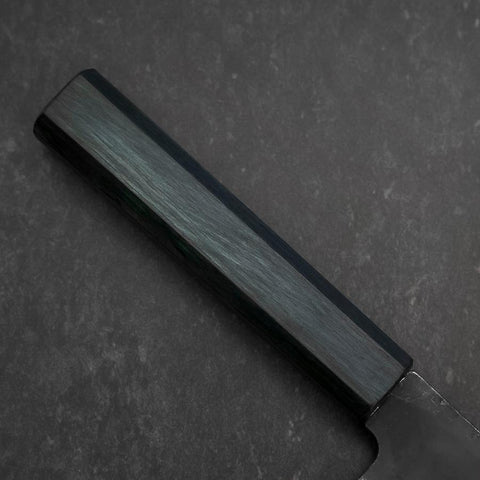 Santoku Blue Steel #1 Kurouchi Dark Blue Urushi Handle 180mm (7”)