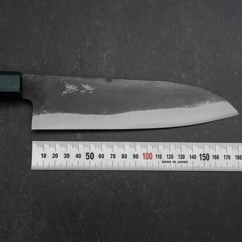 Santoku Blue Steel #1 Kurouchi Dark Blue Urushi Handle 180mm (7”)