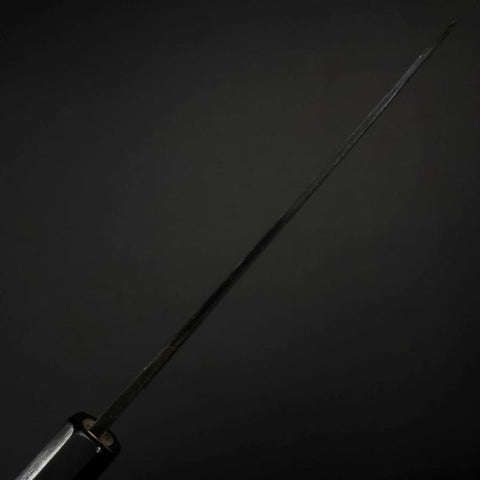 Santoku Blue Steel #1 Kurouchi Manche en Buffle et Magnolia 165mm-[Musashi]-[Couteaux de cuisine japonais]