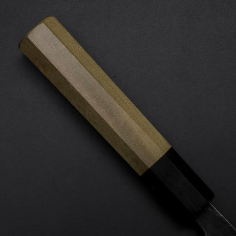 Santoku Blue Steel #1 Kurouchi Manche en Buffle et Magnolia 165mm-[Musashi]-[Couteaux de cuisine japonais]