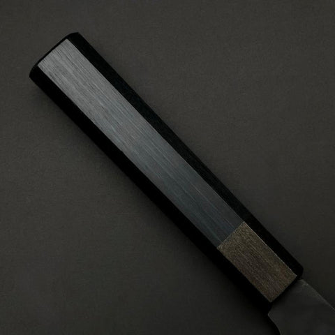 Santoku Blue Steel #1 Revêtement Inox Kurouchi Manche Urushi Bleu Sombre 170mm-[Musashi]-[Couteaux de cuisine japonais]