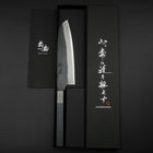 Santoku Blue Steel #1 Revêtement Inox Kurouchi Manche Urushi Bleu Sombre 170mm-[Musashi]-[Couteaux de cuisine japonais]
