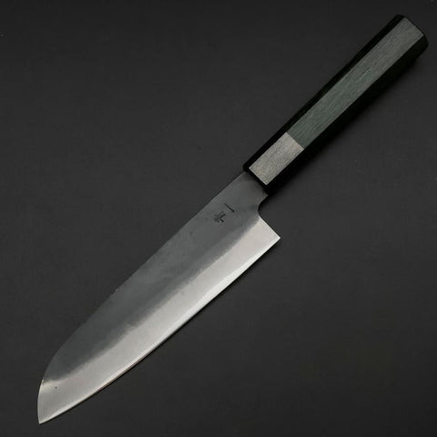 Santoku Blue Steel #1 Revêtement Inox Kurouchi Manche Urushi Vert 170mm-[Musashi]-[Couteaux de cuisine japonais]