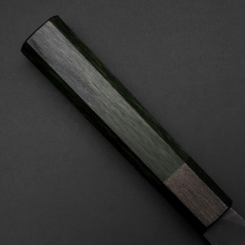 Santoku Blue Steel #1 Revêtement Inox Kurouchi Manche Urushi Vert 170mm-[Musashi]-[Couteaux de cuisine japonais]