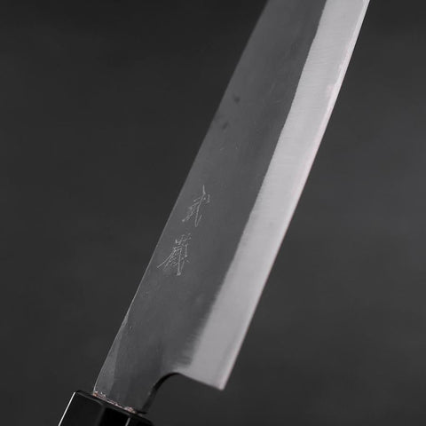 Santoku Blue Steel #1 Revêtement Inox Kurouchi Manche en Buffle et Magnolia 165mm-[Musashi]-[Couteaux de cuisine japonais]