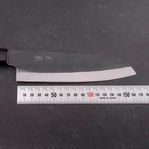 Santoku Blue Steel #1 Revêtement Inox Kurouchi Manche en Buffle et Magnolia 165mm-[Musashi]-[Couteaux de cuisine japonais]
