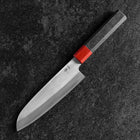 Santoku Blue Steel #1 Revêtement inox Kurouchi Manche Urushi Noir Rouge 165mm-[Musashi]-[Couteaux de cuisine japonais]