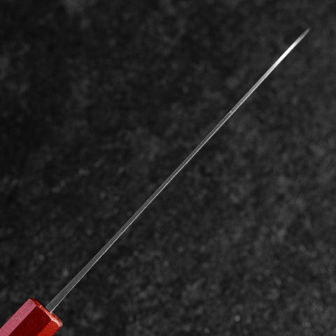 Santoku Blue Steel #1 Revêtement inox Kurouchi Manche Urushi Noir Rouge 165mm-[Musashi]-[Couteaux de cuisine japonais]
