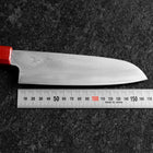 Santoku Blue Steel #1 Revêtement inox Kurouchi Manche Urushi Noir Rouge 165mm-[Musashi]-[Couteaux de cuisine japonais]