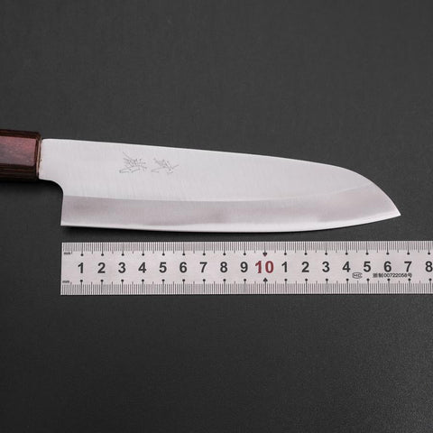 Santoku Blue Steel #1 Revêtement inox Miroir Manche en Zelkova 165mm-[Musashi]-[Couteaux de cuisine japonais]