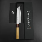 Santoku Blue Steel #1 Revêtement inox Miroir Manche en Zelkova 165mm-[Musashi]-[Couteaux de cuisine japonais]