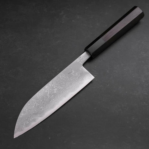 Santoku Blue Steel #2 Damas Manche en Buffle et Ébène 165mm-[Musashi]-[Couteaux de cuisine japonais]
