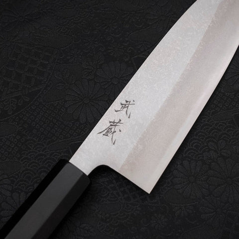 Santoku Blue Steel #2 Damas Manche en Buffle et Ébène 165mm-[Musashi]-[Couteaux de cuisine japonais]
