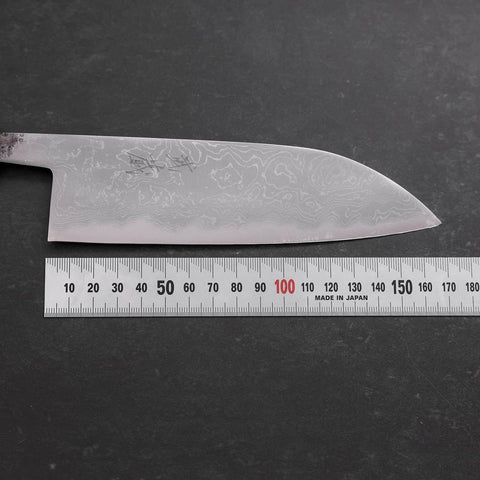 Santoku Blue Steel #2 Damas Manche en Buffle et Ébène 165mm-[Musashi]-[Couteaux de cuisine japonais]