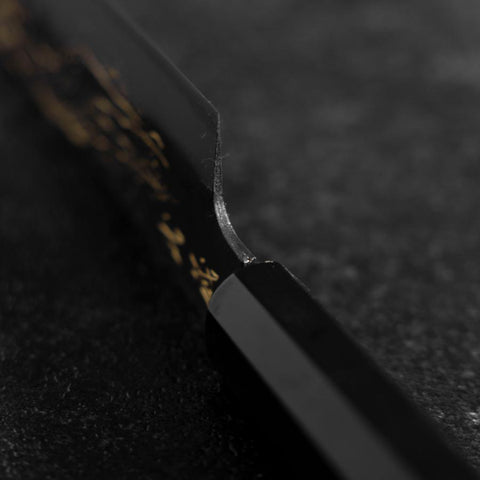 Santoku Blue Steel #2 Kurouchi Chokin Cerf Manche en Buffle et Ébène 165mm-[Musashi]-[Couteaux de cuisine japonais]