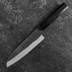 Santoku Blue Steel #2 Kurouchi Chokin Deer Buffalo Ebony Handle 165mm (6.5")-[Musashi]-[Japanese-Kitchen-Knives]