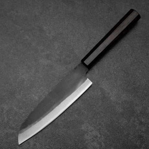 Santoku Blue Steel #2 Kurouchi Chokin Dragon Manche en Buffle et Ébène 165mm-[Musashi]-[Couteaux de cuisine japonais]