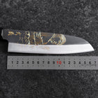 Santoku Blue Steel #2 Kurouchi Chokin Grand Bouddha Manche en Buffle et Ébène 165mm-[Musashi]-[Couteaux de cuisine japonais]