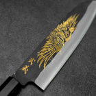 Santoku Blue Steel #2 Kurouchi Chokin Grue Manche en Buffle et Ébène 165mm-[Musashi]-[Couteaux de cuisine japonais]