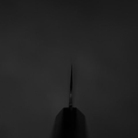 Santoku Blue Steel #2 Kurouchi Chokin Grue Manche en Buffle et Ébène 165mm-[Musashi]-[Couteaux de cuisine japonais]