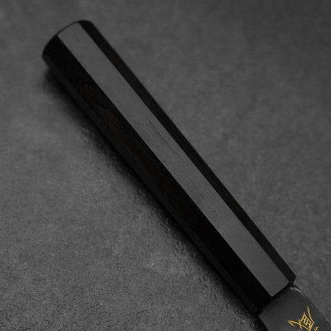 Santoku Blue Steel #2 Kurouchi Chokin Hannya Manche en Buffle et Ébène 165mm-[Musashi]-[Couteaux de cuisine japonais]