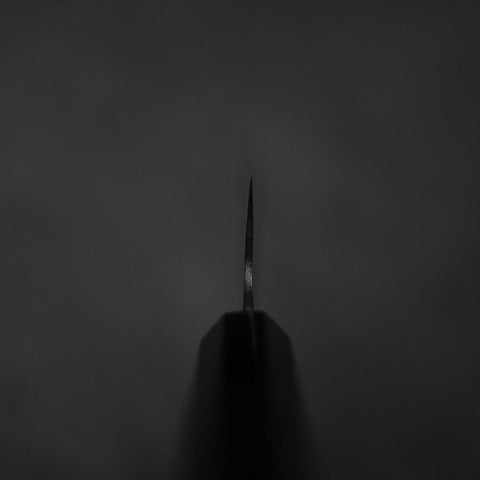 Santoku Blue Steel #2 Kurouchi Chokin Koi Manche en Buffle et Ébène 165mm-[Musashi]-[Couteaux de cuisine japonais]